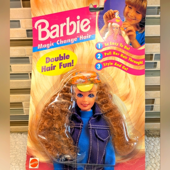 Barbie Other - Vintage Mattel 1995 Barbie Magic Change Hair  Double Auburn Hair Fun 68311 New